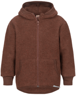 Otroška jakna s kapuco cinnamon - flis 100% volna od 116-140