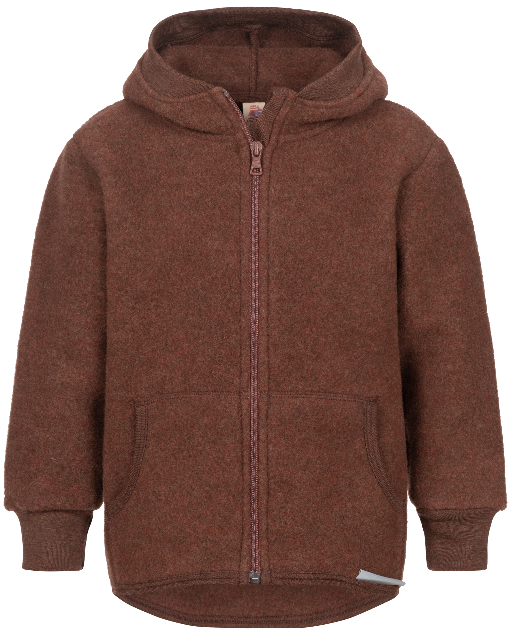 Otroška jakna s kapuco cinnamon - flis 100% volna od 116-140