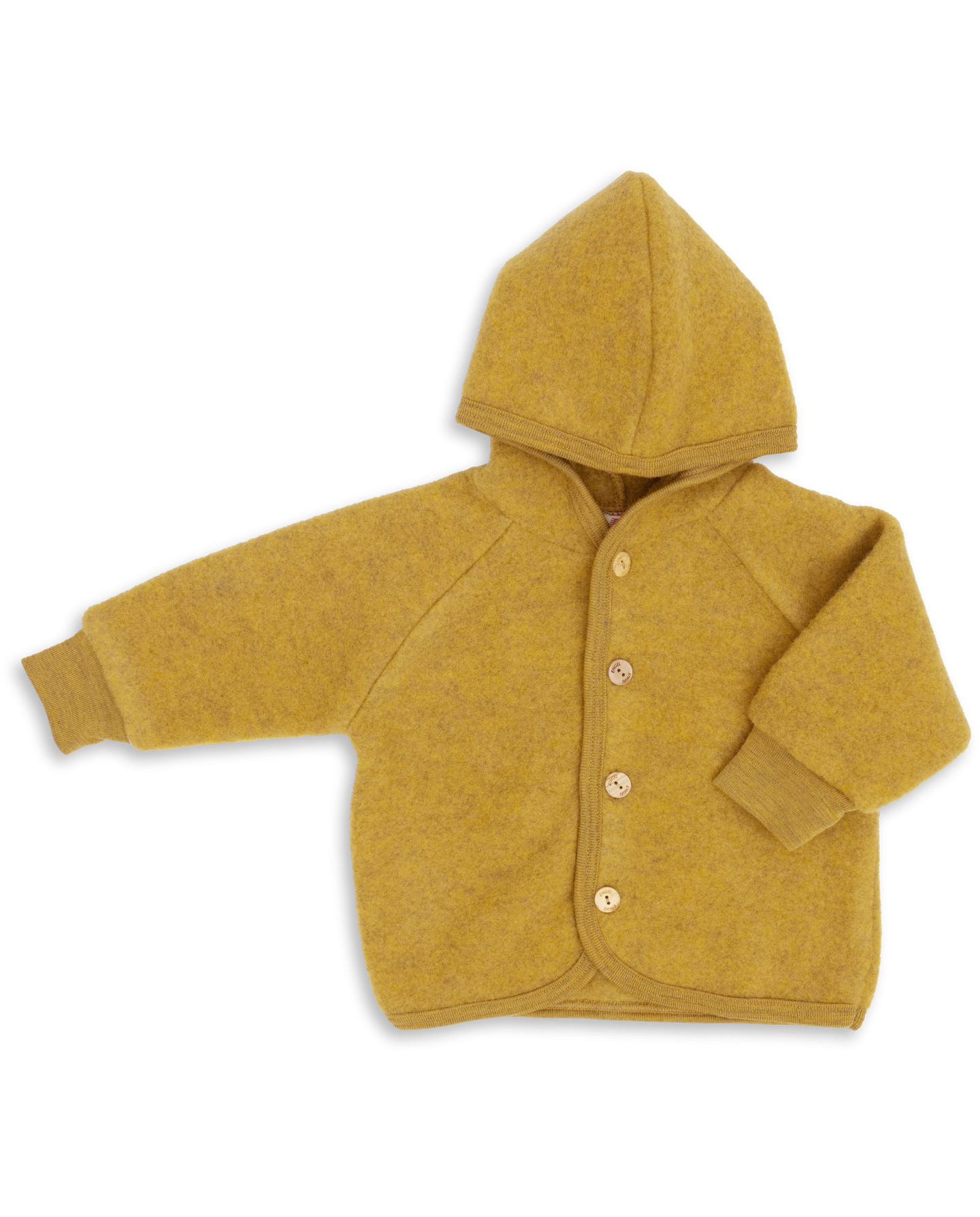 Otroška jopa/jakna s kapuco saffron - flis 100% volna od 50-116