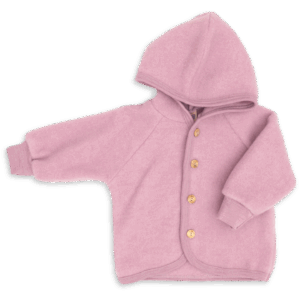 Otroška jopa/jakna s kapuco rosa - flis 100% volna od 50-116