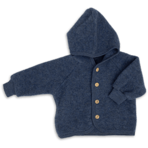 Otroška jopa/jakna s kapuco blue - flis 100% volna od 50-116