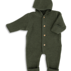 Otroški pajac s kapuco zelen - flis 100% volna od 50-92