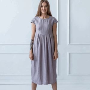 Obleka 1207, 100% lan, lavander S Obleka 1207, 100% lan, lavander S