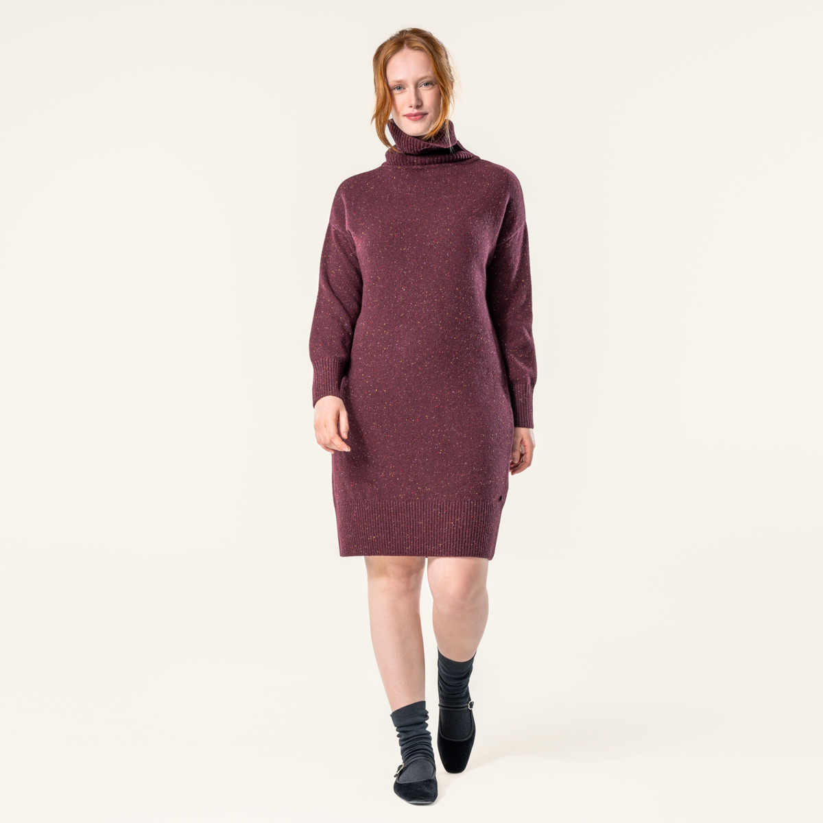 Ženska obleka Pacifica 100% volna BURGUNDY