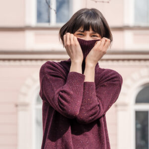 Ženska obleka Pacifica 100% volna BURGUNDY