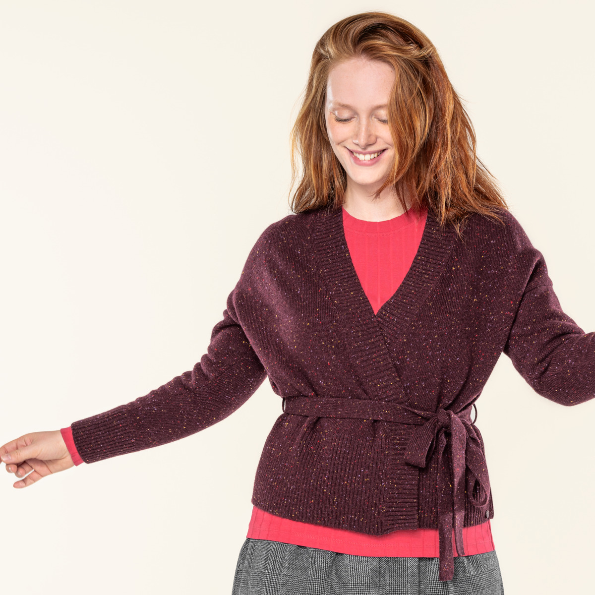 Ženska jopa Pacita 100% volna BURGUNDY M