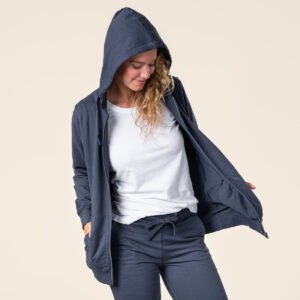 Ženski zgornji del trenirke iz 100% eko bombaža moder