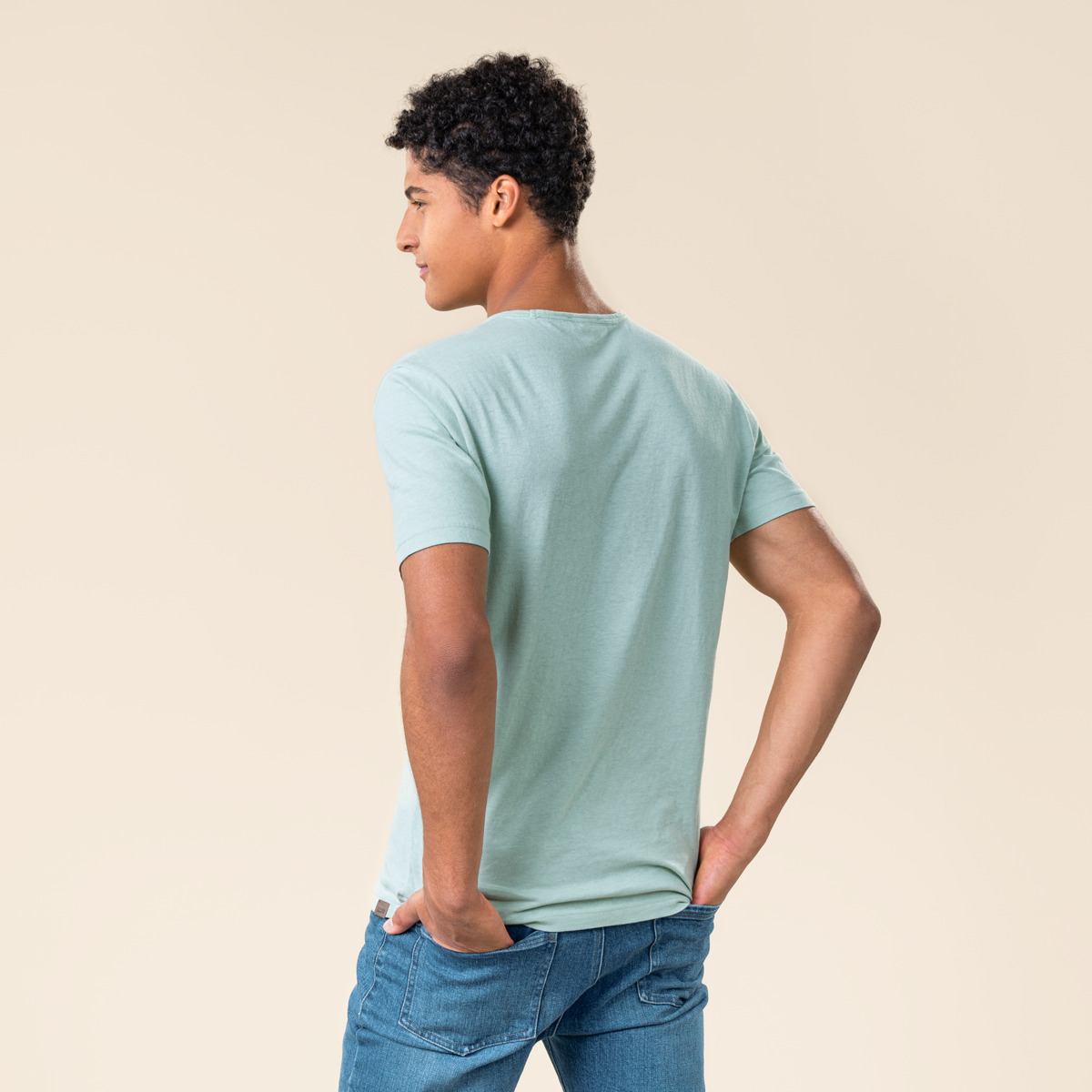 Moška majica KR eko bombaž, lan TURKIZNA S,M,L,XL