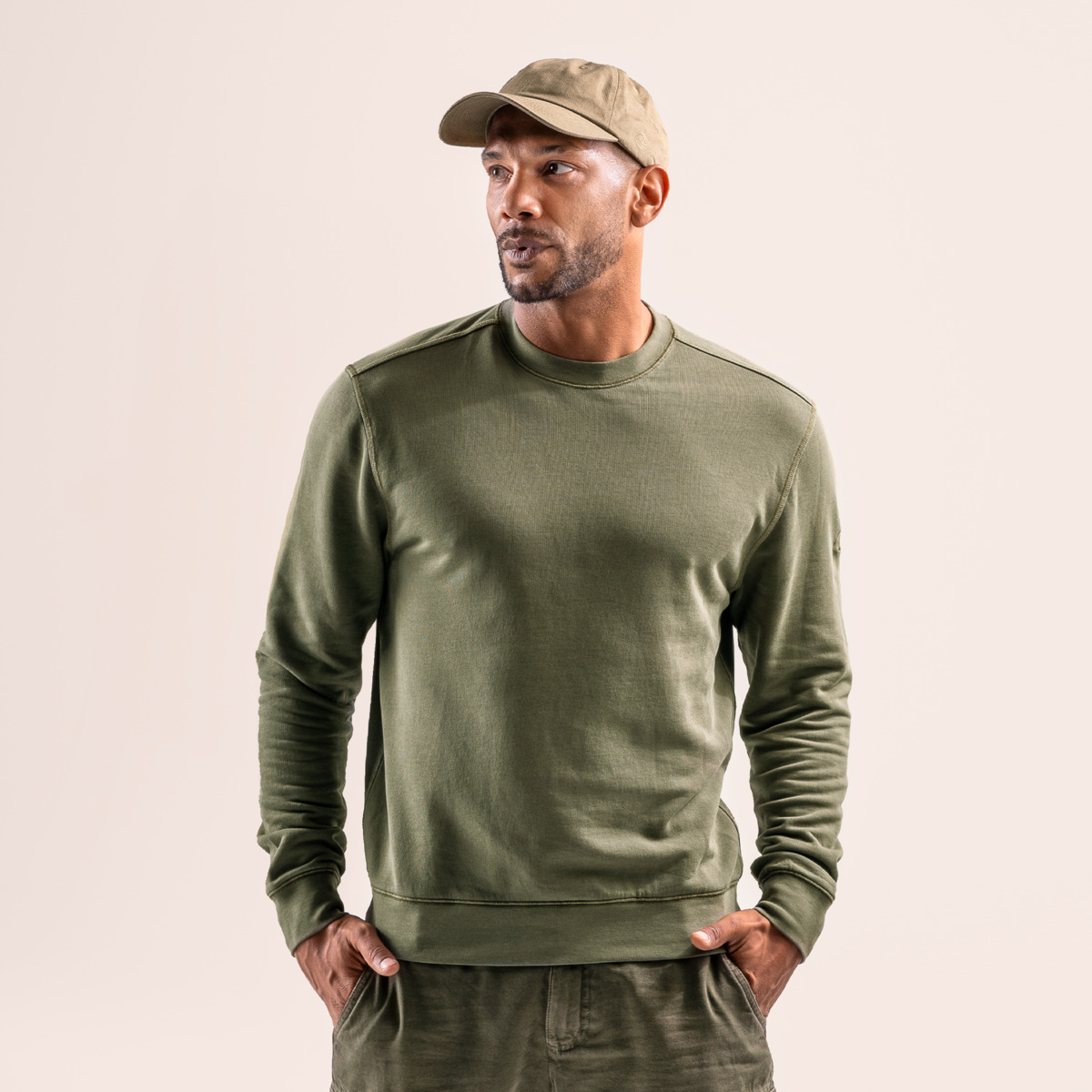 EKO Bombažni Moški Pulover ZELEN M,L