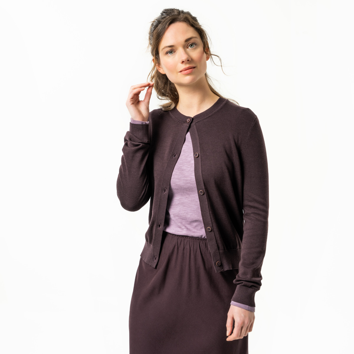 Ženska jopa Scara 100% eko bombaž RJAVO VIJOLIČNA