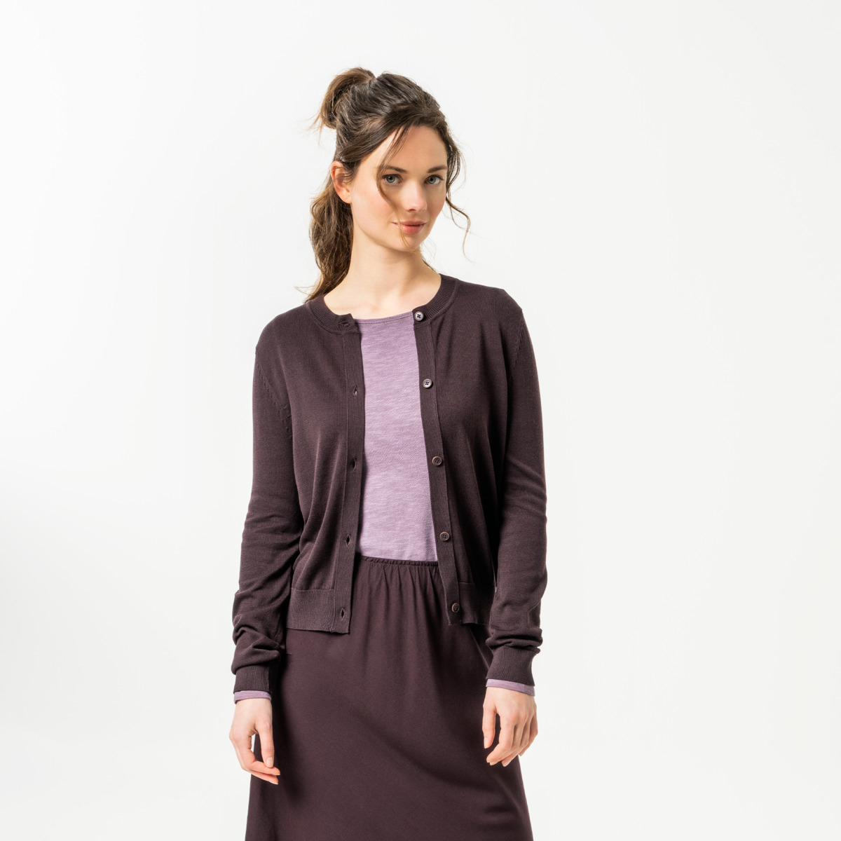 Ženska jopa Scara 100% eko bombaž RJAVO VIJOLIČNA
