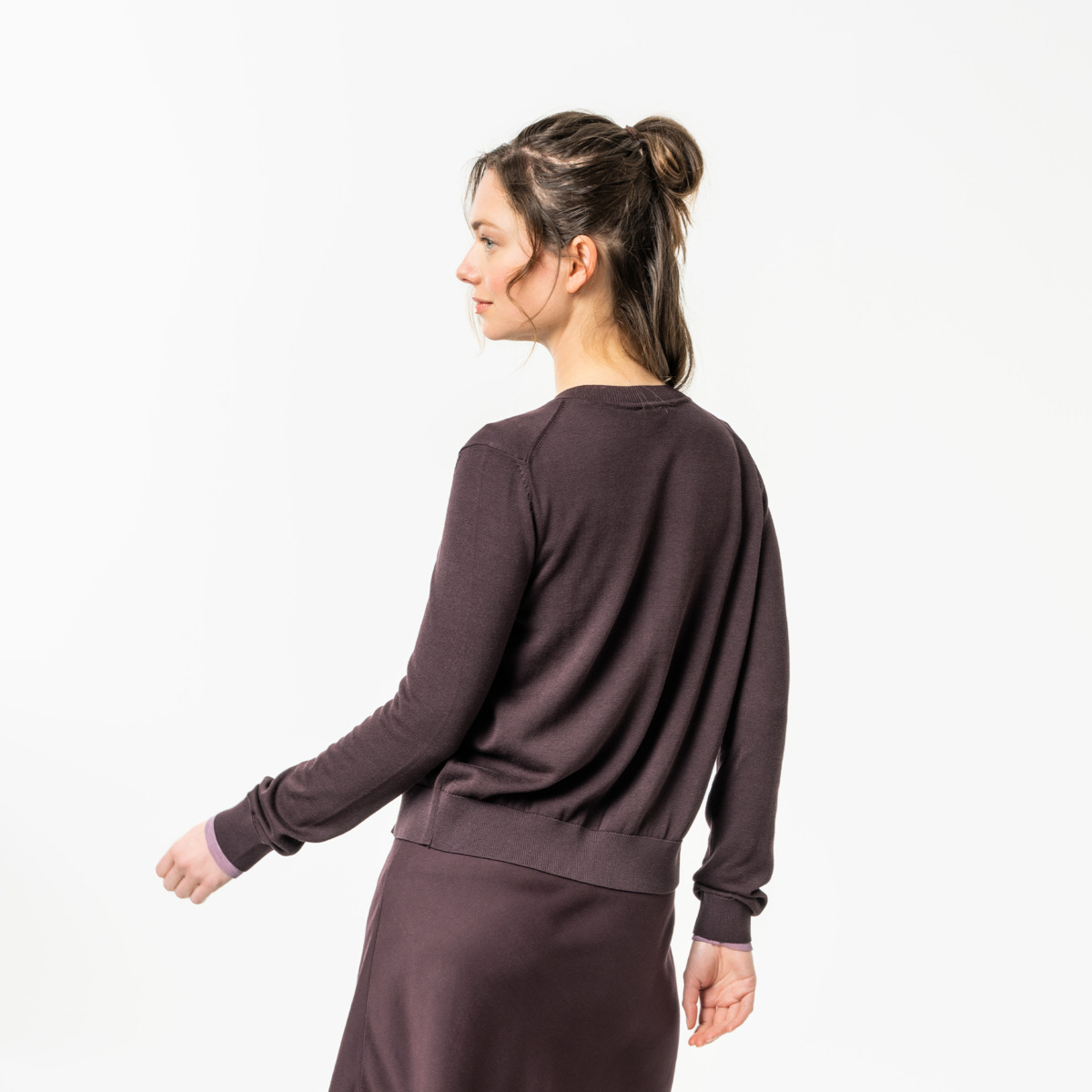 Ženska jopa Scara 100% eko bombaž RJAVO VIJOLIČNA