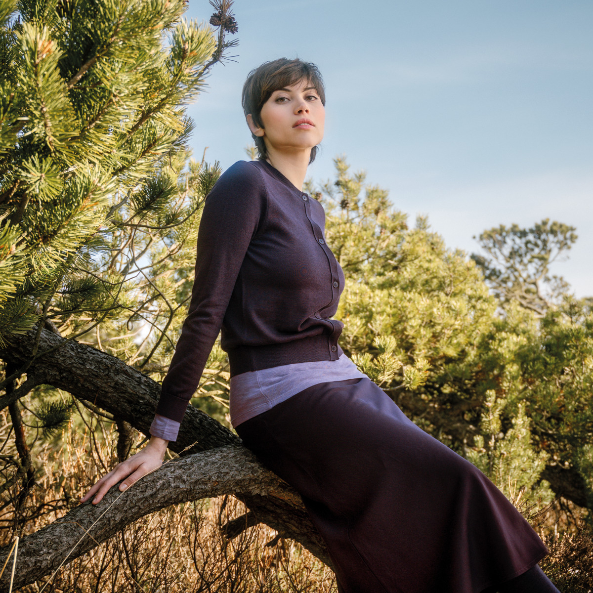 Ženska jopa Scara 100% eko bombaž RJAVO VIJOLIČNA