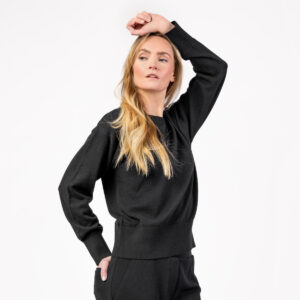 Ženski pulover Undine 80% eko bombaž, 20% volna, ČRN