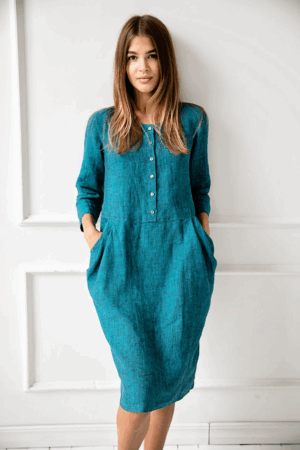 Obleka 3-4 rokav 1230, 100% lan