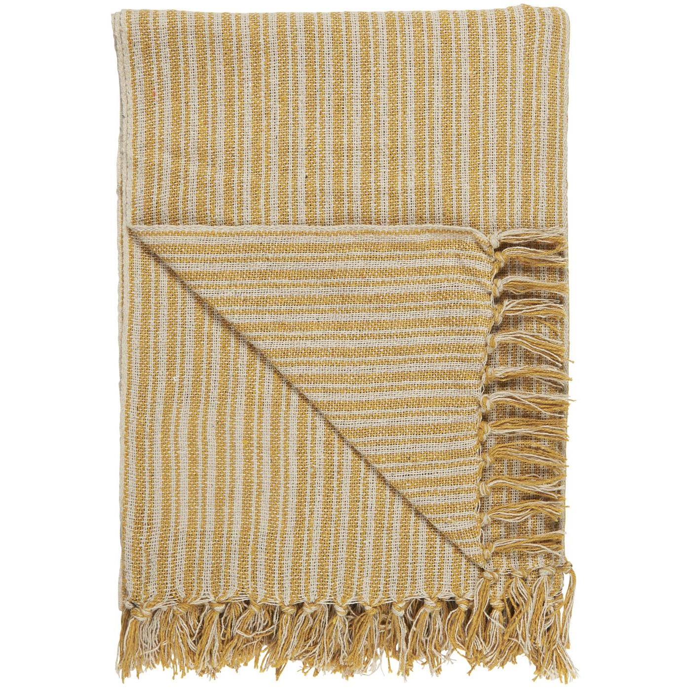 Deka 100% bombaž cream/yellow stripe