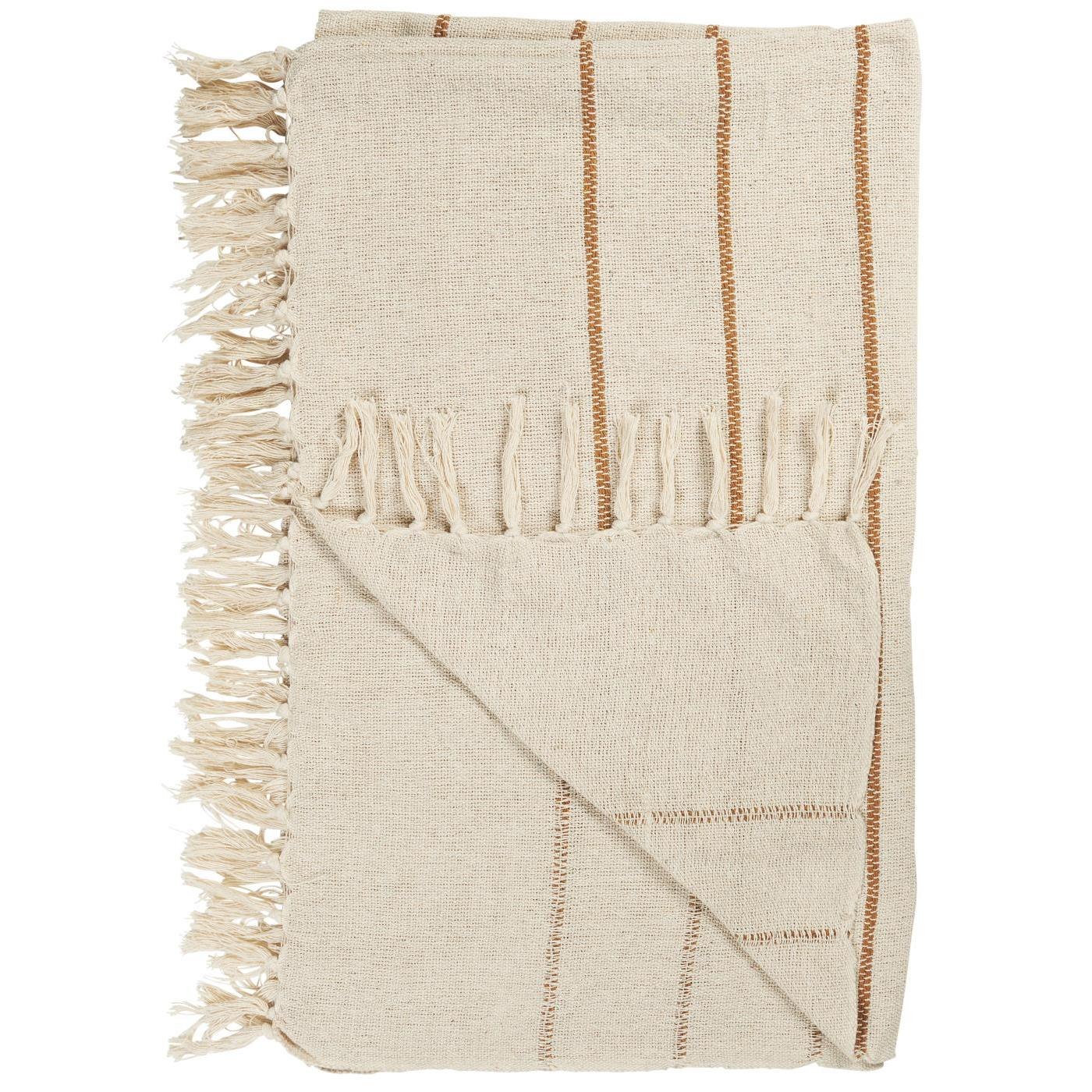 Deka 100% bombaž w/brown stripes