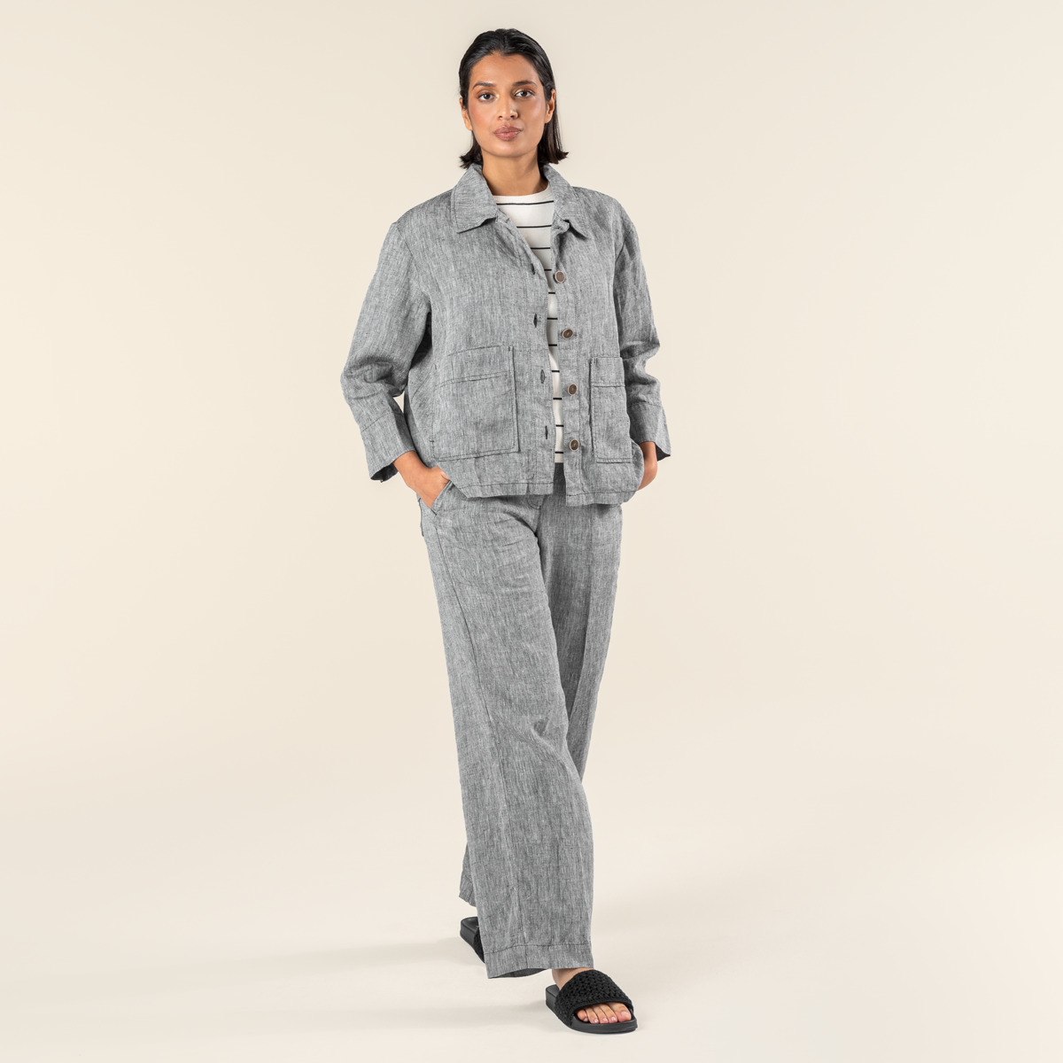 Ženska jakna ONYX 100% lan SIVA