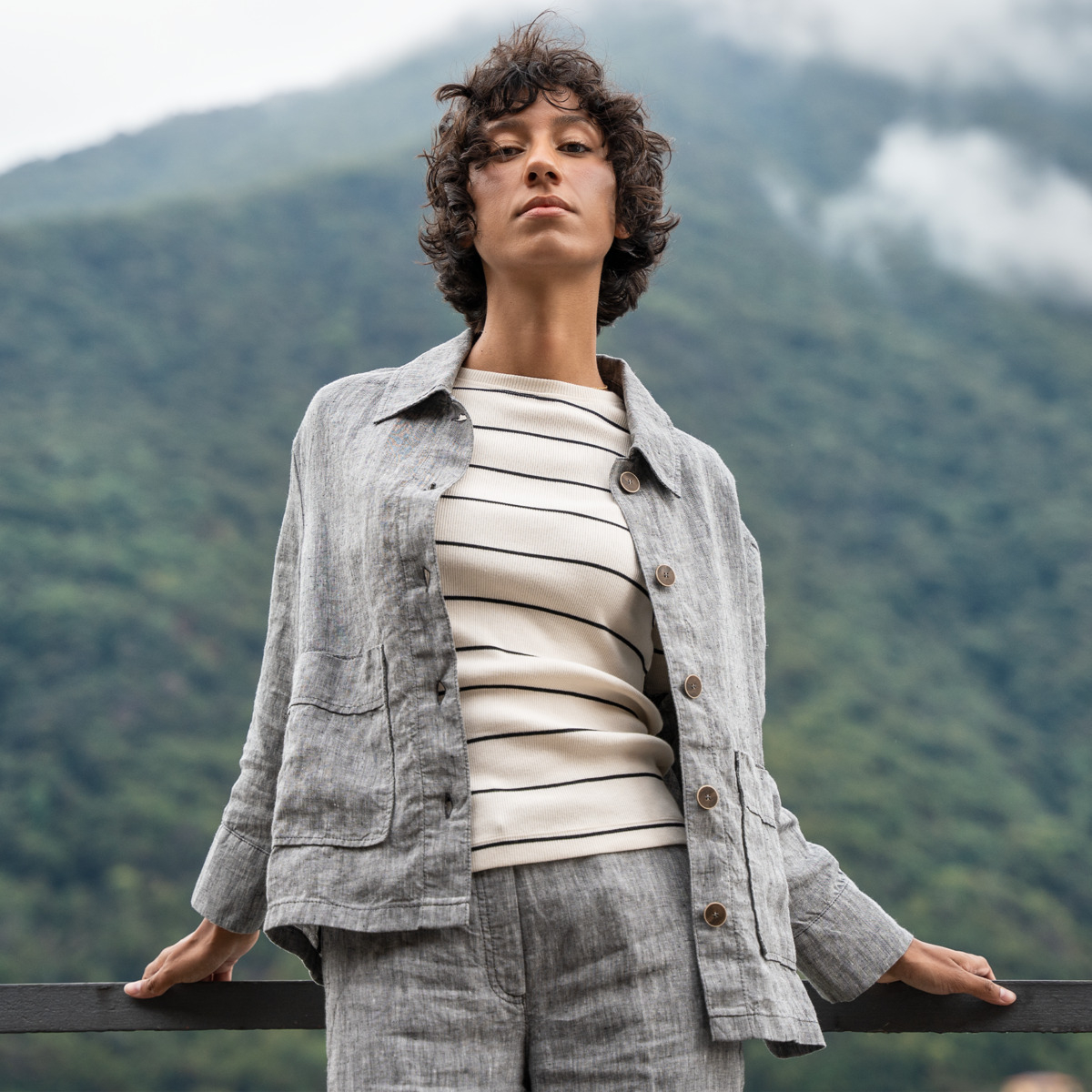 Ženska jakna ONYX 100% lan SIVA