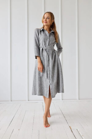 Obleka 1260, 100% lan, grey melange M