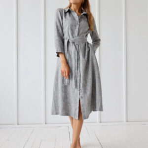 Obleka 1260, 100% lan, grey melange Obleka 1260, 100% lan, grey melange