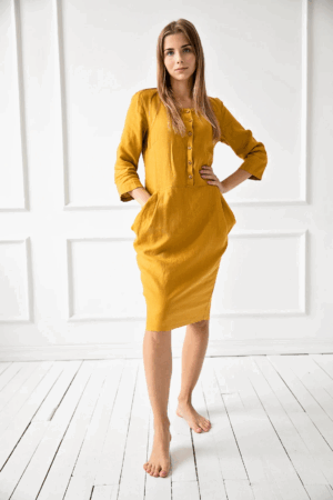 Obleka 3-4 rokav 1230, 100% lan