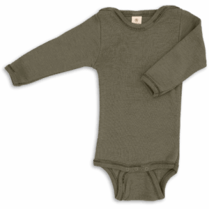Otroški body DR olive - volna, svila od 50-104