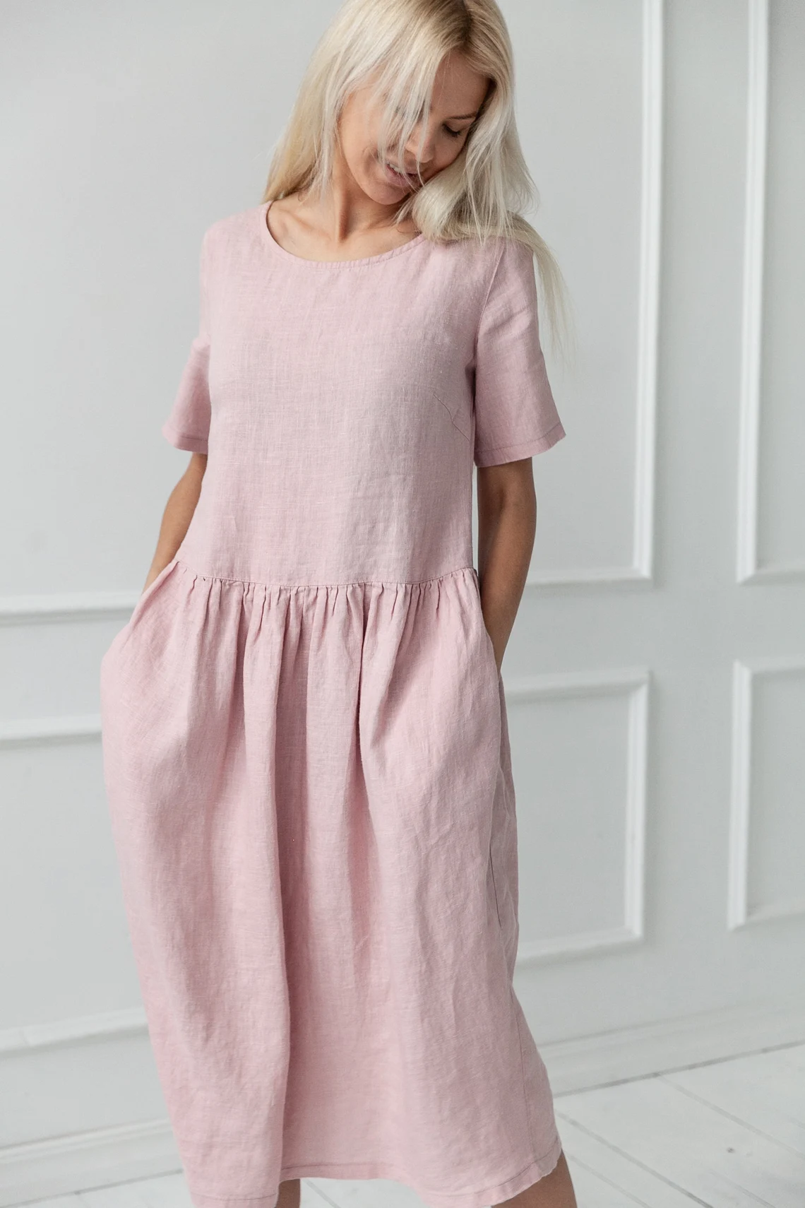 Obleka 1228, 100% lan, ROZA M