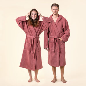 Kopalni plašč s kapuco iz 100% eko bombaža unisex roza