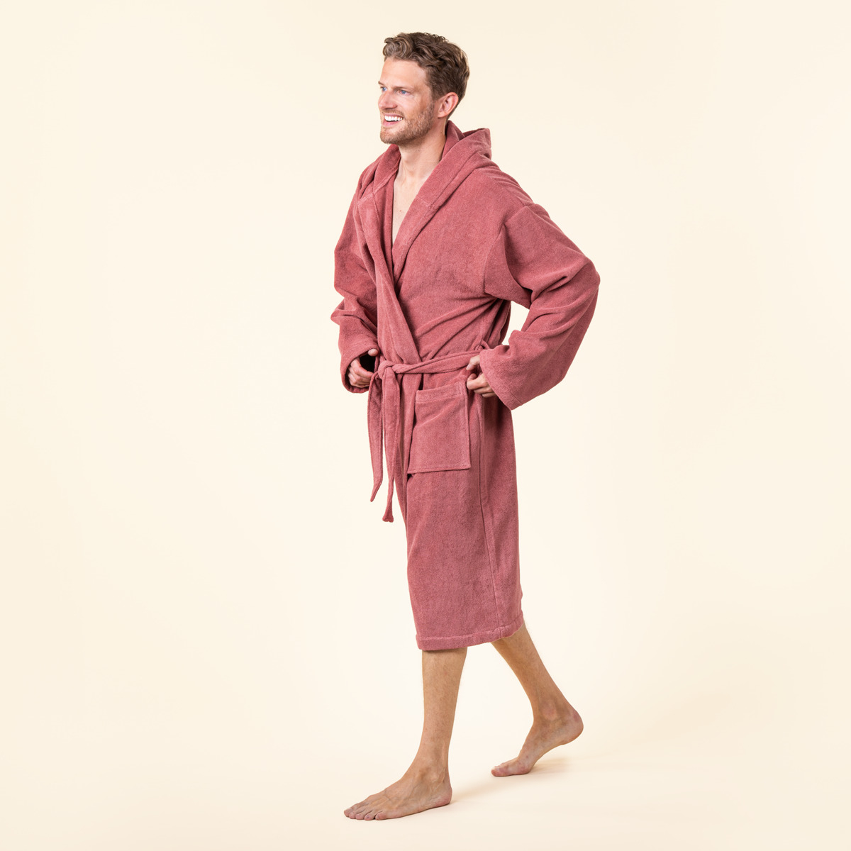 Kopalni plašč s kapuco iz 100% eko bombaža unisex roza