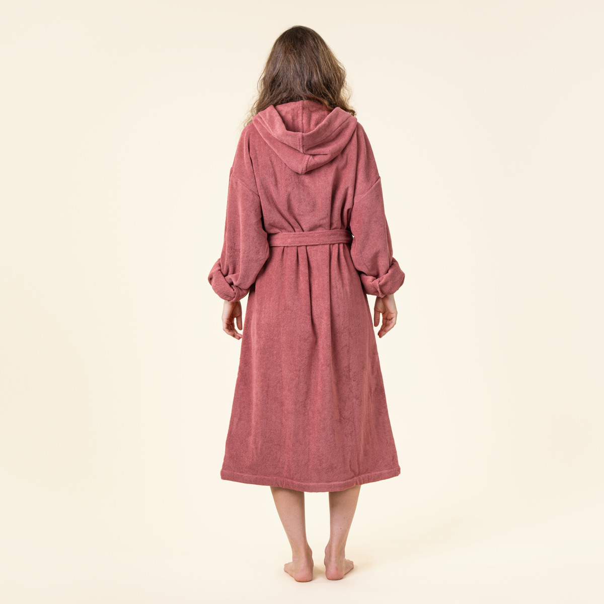 Kopalni plašč s kapuco iz 100% eko bombaža unisex roza