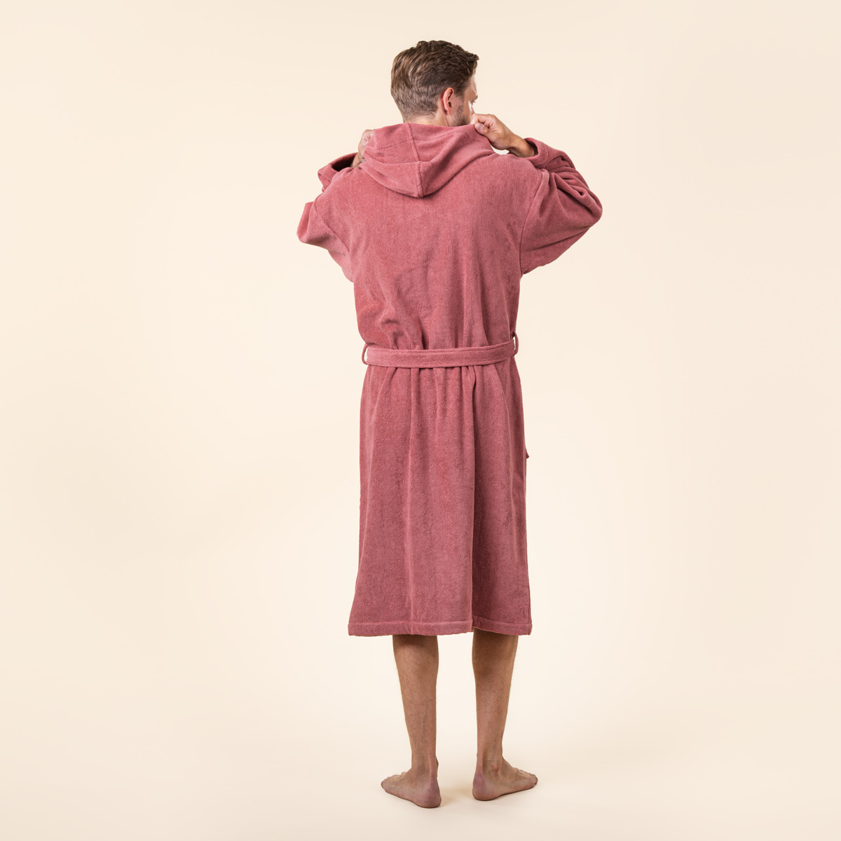 Kopalni plašč s kapuco iz 100% eko bombaža unisex roza
