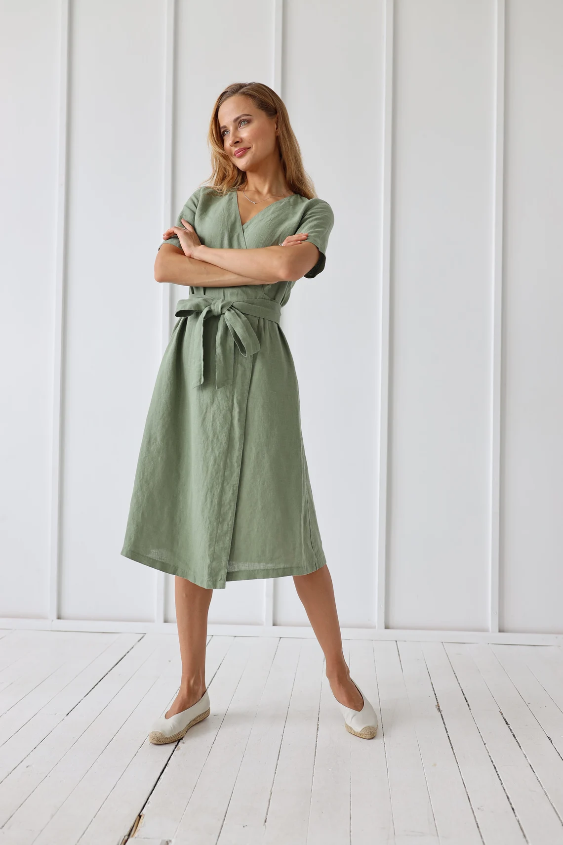 Obleka na preklop KR 1282, 100% lan