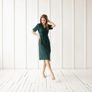 Obleka 1282, 100% lan, DARK GREEN, L