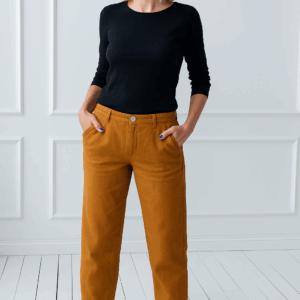 Ženske hlače 1383 100% lan, HONEY M