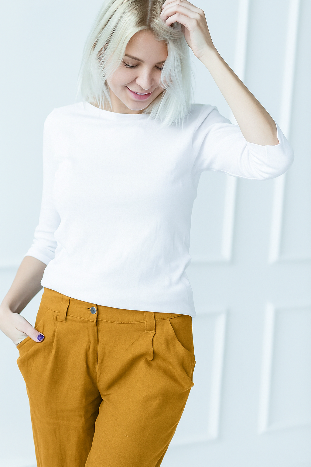 Ženske hlače 1383 100% lan, HONEY M