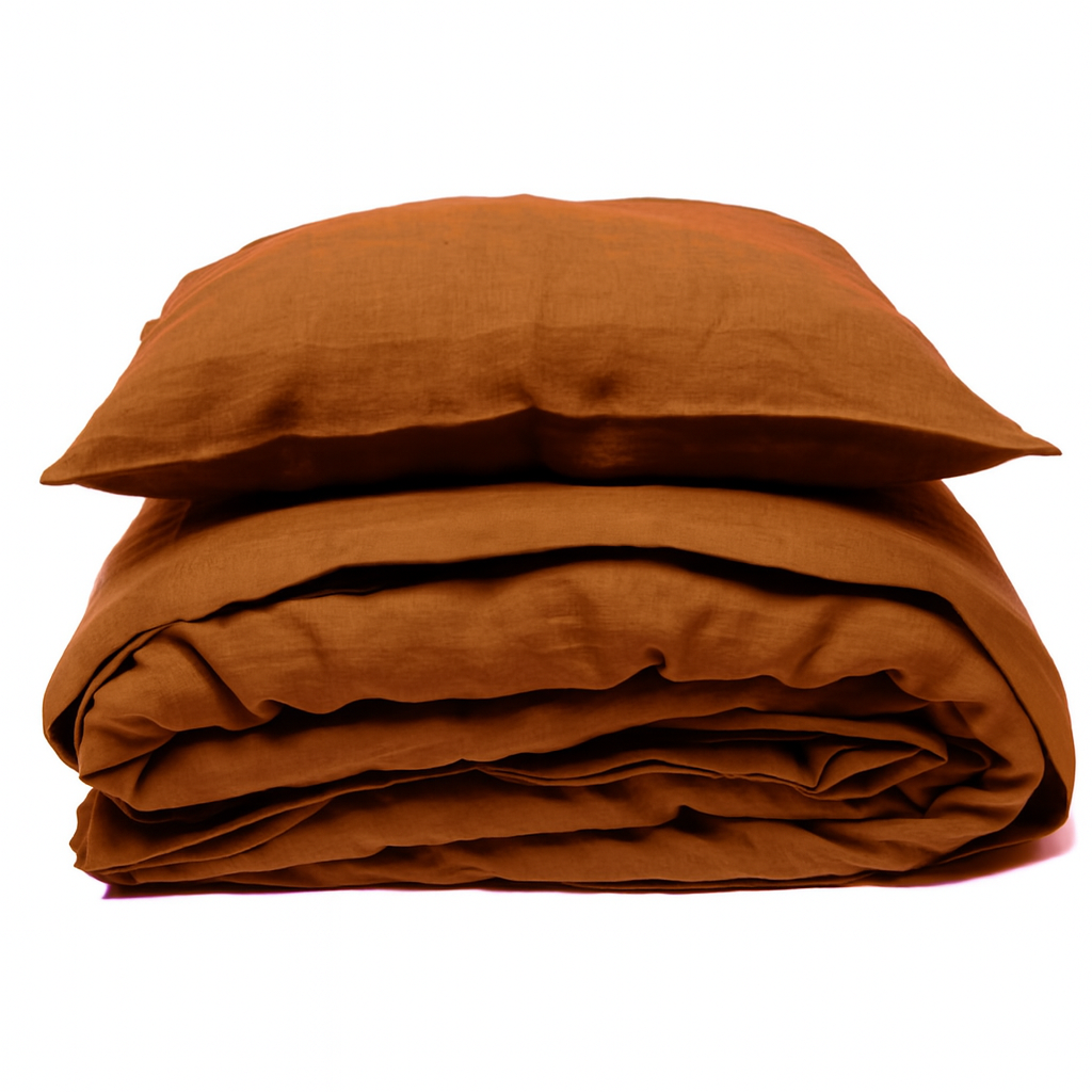 NA ZALOGI Lanena posteljnina predprana TERRACOTTA 140x200,50x70