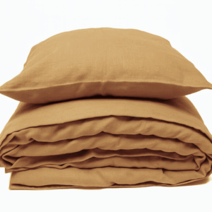 NA ZALOGI Lanena posteljnina predprana OKER RUMENA 140x200,50x70