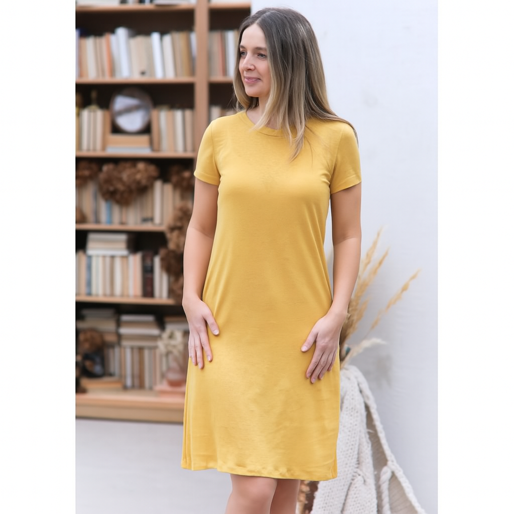 Ženska spalna srajca KR iz 100% lana RUMENA XS,S,L