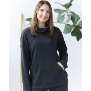 Ženski pulover s kapuco ali brez iz 100% volne temno sive