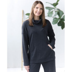 Ženski komplet 1 iz 100% volne temno siv