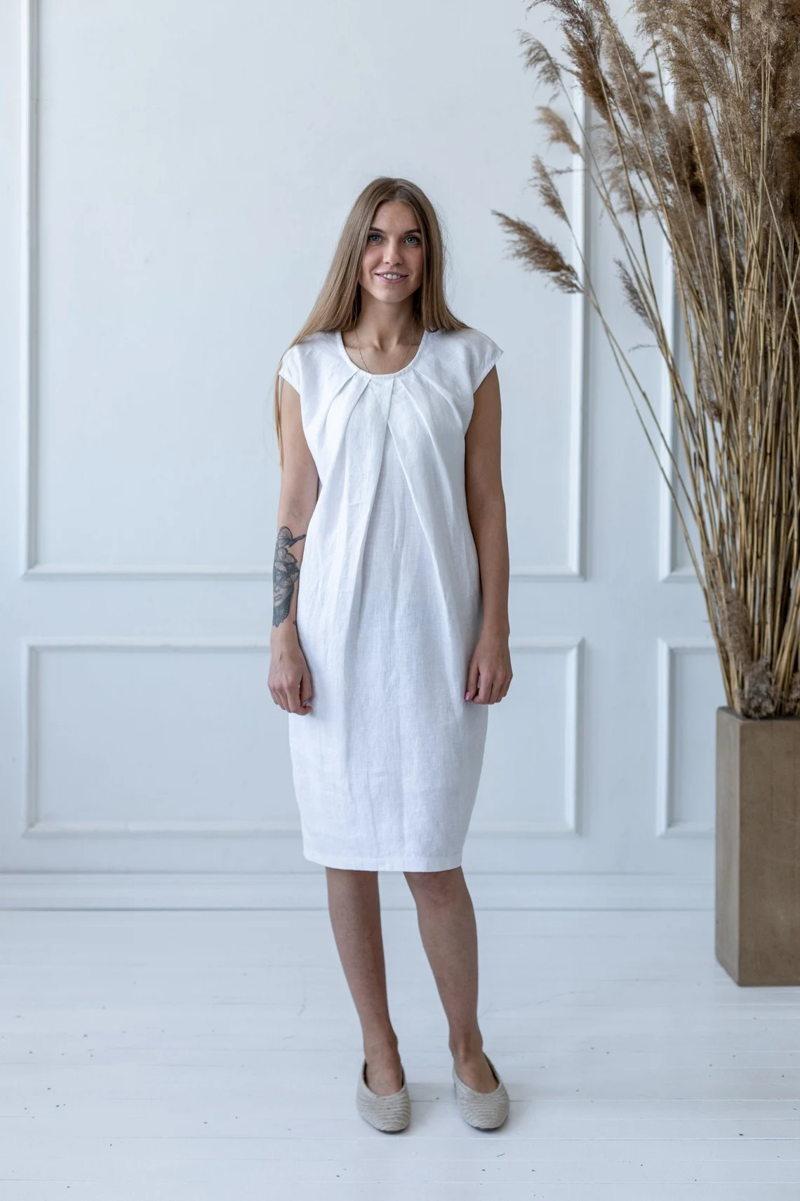 Obleka ženska 1277 100% lan, več barv in velikosti Obleka ženska 1277 100% lan, več barv in velikosti