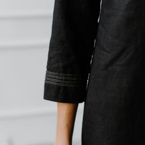 Obleka ženska 1284 100% lan, ČRNA L