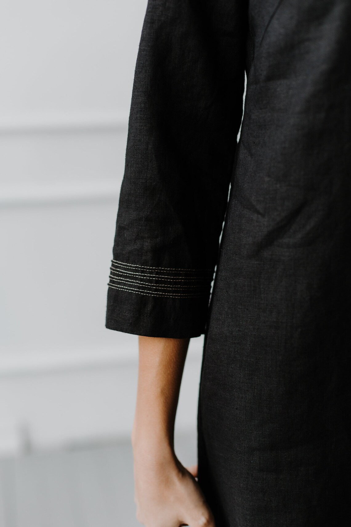 Obleka ženska 1284 100% lan, ČRNA L