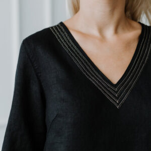 Obleka ženska 1284 100% lan, ČRNA L