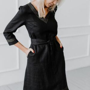 Obleka ženska 1284 100% lan, ČRNA L