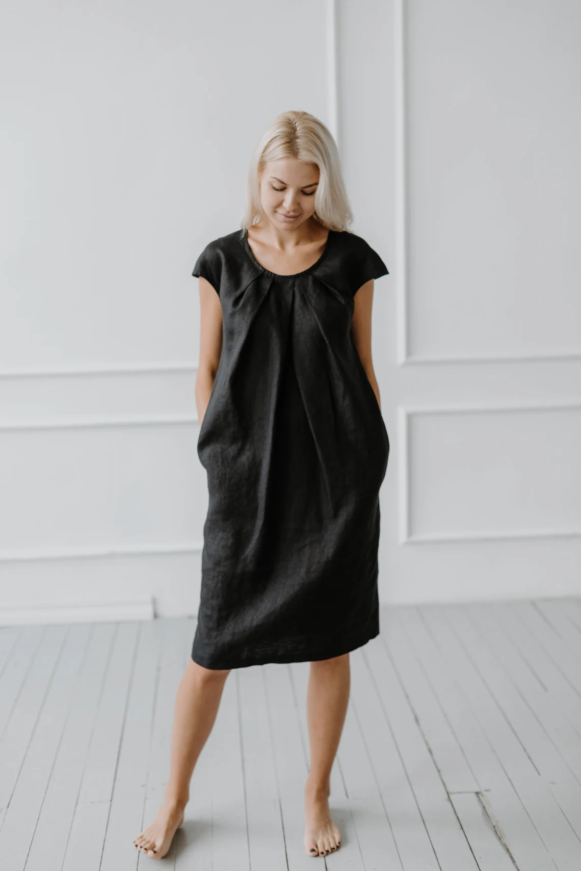 Obleka ženska 1277 100% lan, več barv in velikosti