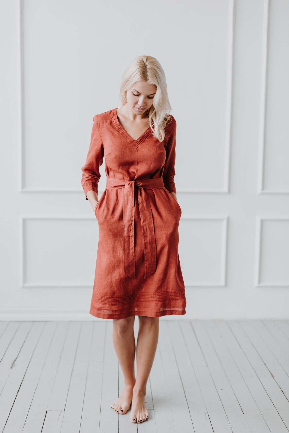 Srajčna obleka 1284, vezenje 100% lan