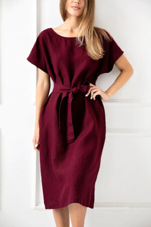 Obleka ženska 1271 100% lan, več barv in velikosti