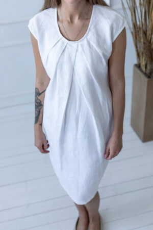 Obleka ženska 1277 100% lan, BELA M